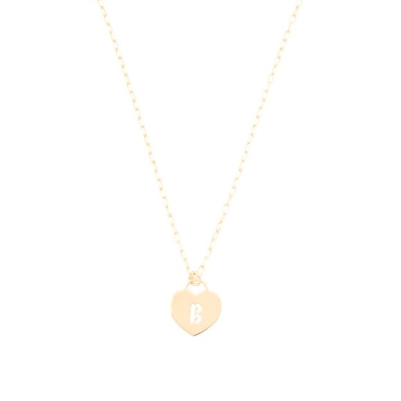 MILOR SILVER  Italy 18kt Gold Plated Sterling Silver Heart Initial Necklace - Picture 1 of 2